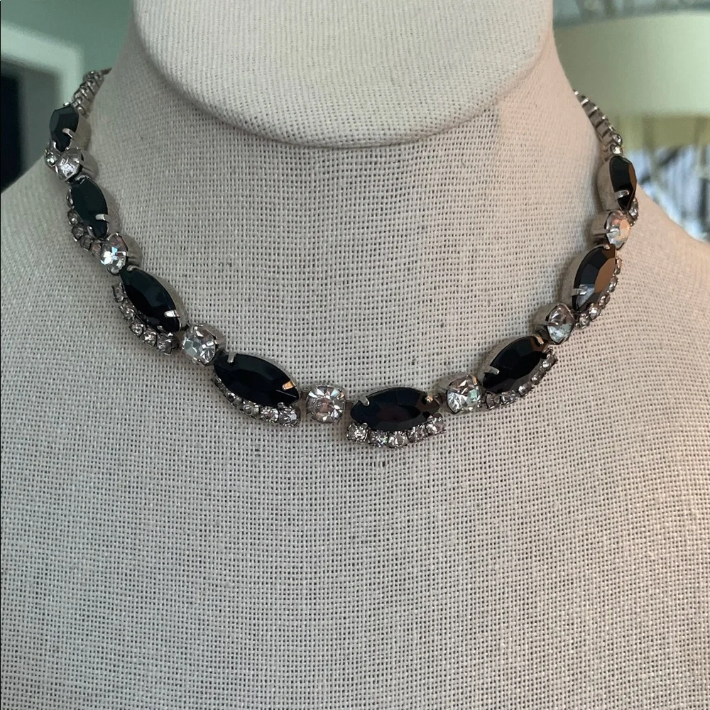VTG Elegant Black Crystal Collar Necklace